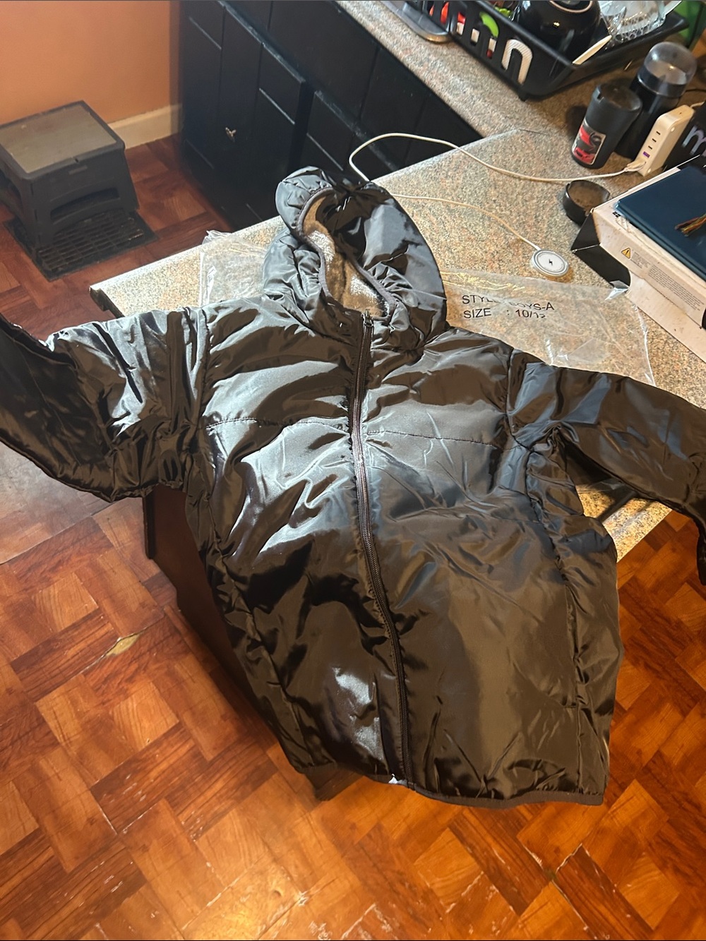 Kids Black Hooded Puffer Jacket - Lightweight Insulated Coat